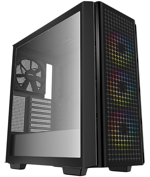 DeepCool CG540, Mid Tower, Mini-ITX/Micro-ATX/ATX/E-ATX, 2xUSB3.0, 1xAudio, 3x120mm Pre-Installed ARGB Fans + 1x140mm Black Fan, Tempered Glass, Mesh Panel, Black