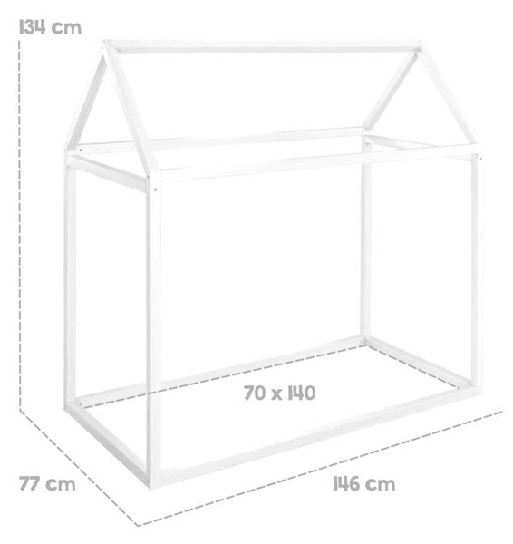 Бяло детско легло тип къща 70x140 cm Montessori – Roba