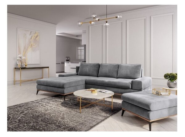 Сив пуф с кадифена тапицерия Astre - Windsor & Co Sofas