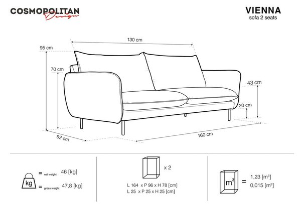 Тъмнозелен кадифен диван 160 cm Vienna - Cosmopolitan Design