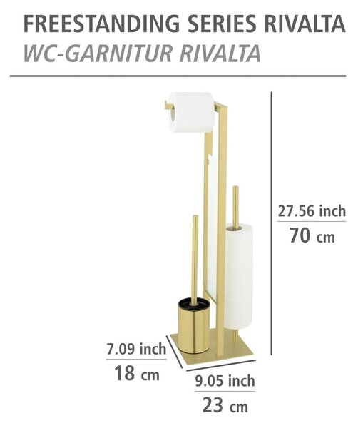 Държач за тоалетна хартия с четка от неръждаема стомана в златисто Rivalta - Wenko