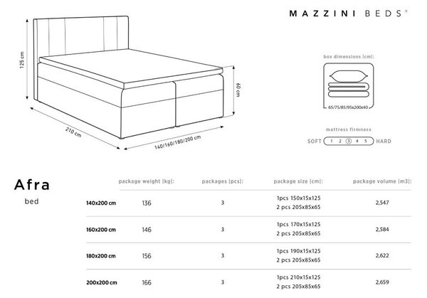 Бежово кадифено двойно легло , 160 x 200 cm Afra - Mazzini Beds