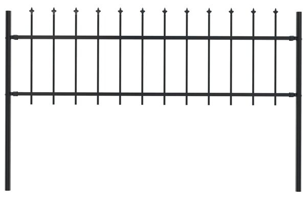 Sonata Градинска ограда с пики, стомана, 1,7 x 0,6 м, черна
