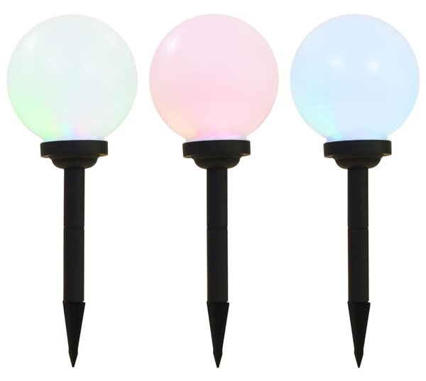 Sonata Градински соларни лампи, LED, 3 бр, сферични, 20 см, RGB