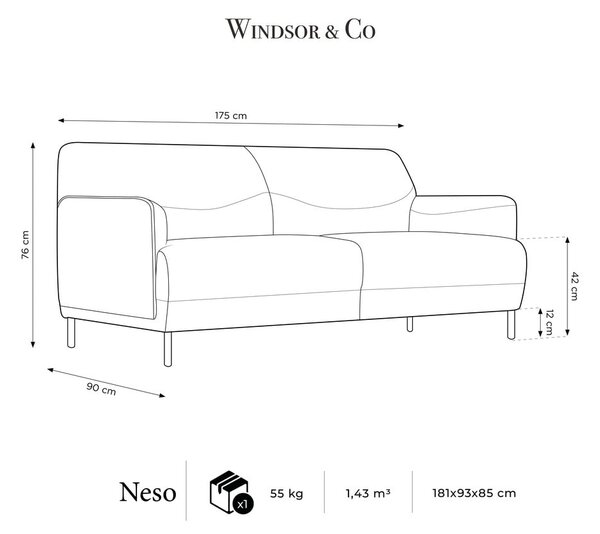 Тъмносив диван , 175 см Neso - Windsor & Co Sofas