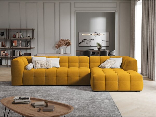 Ъглов диван от жълто кадифе , десен ъгъл Vesta - Windsor & Co Sofas