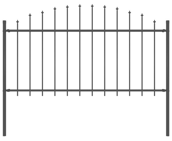 Sonata Градинска ограда с връх пика, стомана, (1,25-1,5)x1,7 м, черна