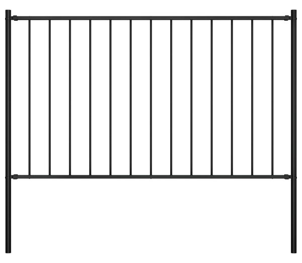 Sonata Оградно пано с колове прахово боядисана стомана 1,7x1 м черно