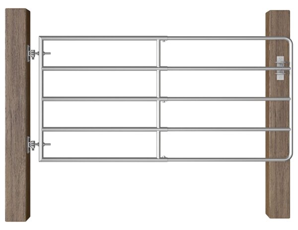 Sonata Оградна порта, 5 пръта, стомана, (95-170)x90 см, сребриста