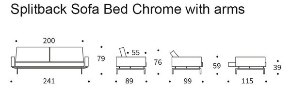 Кремав разтегателен диван с подлакътници Chrome Splitback - Innovation