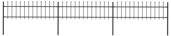 Sonata Градинска ограда с пики, стомана, 5,1x0,6 м, черна