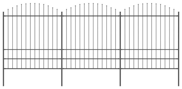 Sonata Градинска ограда с пики, стомана, (1,75-2)x5,1 м, черна