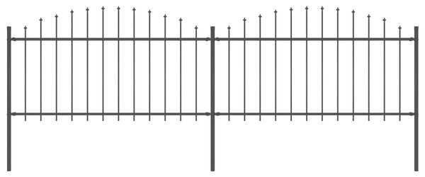 Sonata Градинска ограда с пики, стомана, (1,25-1,5)x3,4 м, черна