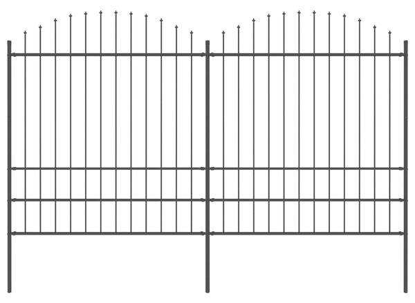 Sonata Градинска ограда с пики, стомана, (1,75-2)x3,4 м, черна