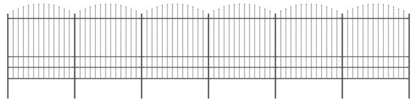 Sonata Градинска ограда с пики, стомана, (1,75-2)x10,2 м, черна