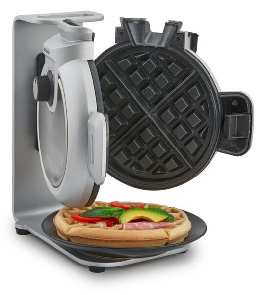 Вертикален гофретник Caso Design WaffleUp, 800W, 18 см, 5 нива, Двойно незалепващо покритие, Звуков и светлинен сигнал, Контейнер за остатъчно тесто, Сребрист