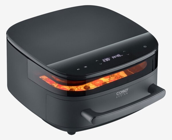 Фритюрник с горещ въздух и фурна за пица Caso AirFry & PizzaChef, 2850W, 6 л, 11 програми, 50-230°C, Таймер, Reminder, До 30 см, Черен