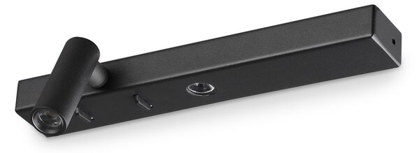 IDEAL LUX Ideal Lux LED стенна лампа Bonne Nuit 1, черна Ширина 22 cm, Черен, Дневна/трапезария, Метал, Модерен