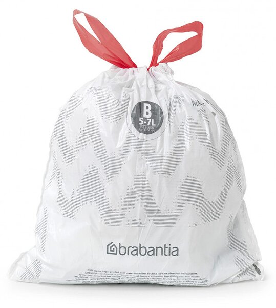 Торбички за кош Brabantia PerfectFit Slide/Paper Bin 647034, Размер B, 5-7 л, 20 броя, Бял
