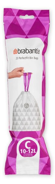 Торбички за кош Brabantia PerfectFit Sort&Go/Touch N 647035, Размер C, 10-12 л, 20 броя, Бял