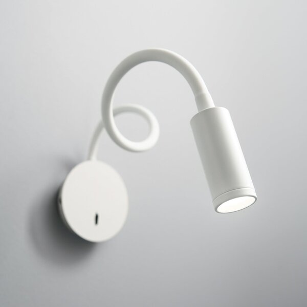 IDEAL LUX Ideal Lux LED стенна лампа Focus 2, бяла, 55 см, гъвкаво рамо, Бял, Дневна/трапезария, Метал, Модерен