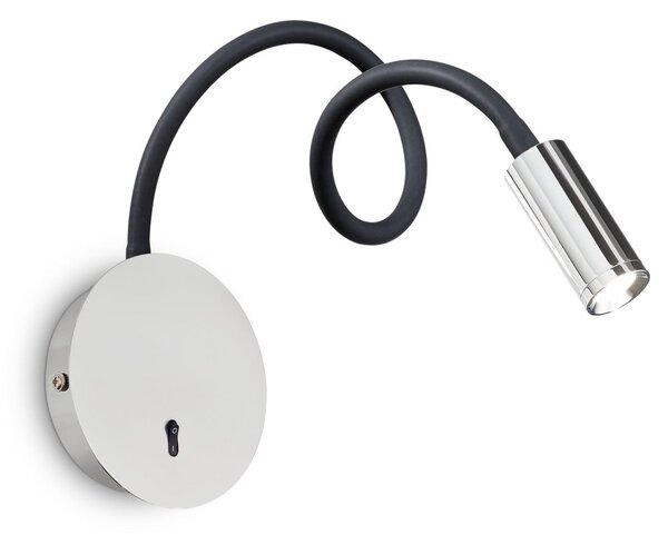 IDEAL LUX Ideal Lux LED стенна лампа Focus 2, хромирана, 55 см, гъвкаво рамо, Металик, Дневна/трапезария, Метал, Модерен