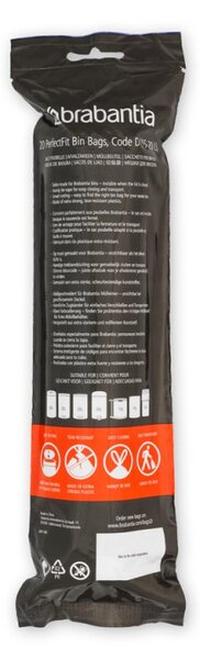 Торбички за кош Brabantia PerfectFit Sort&Go/Built-In 647036, Размер D, 15-20 л, 20 броя, Бял