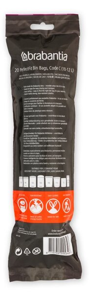 Торбички за кош Brabantia PerfectFit Sort&Go/Touch N 647035, Размер C, 10-12 л, 20 броя, Бял