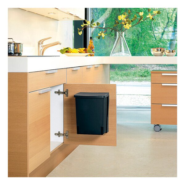 Кош за боклук за вграждане Brabantia Built-In 647043, 10 л, Широк отвор, Лесно почистване, Черен