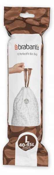 Торбички за кош Brabantia PerfectFit FlatBack+/Touch 647040, Размер L, 40-45 л, 10 броя, Бял