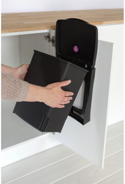 Кош за боклук за вграждане Brabantia Built-In 647043, 10 л, Широк отвор, Лесно почистване, Черен