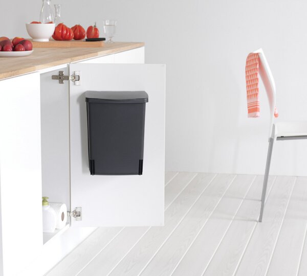 Кош за боклук за вграждане Brabantia Built-In 647043, 10 л, Широк отвор, Лесно почистване, Черен