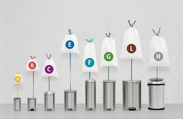 Торбички за кош Brabantia PerfectFit FlatBack+/Touch 647040, Размер L, 40-45 л, 10 броя, Бял