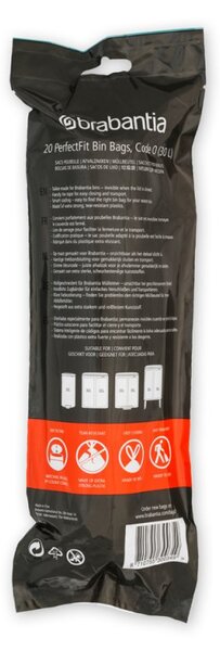 Торбички за кош Brabantia PerfectFit FlatBack+/Bo 1004144, Размер O, 30 л, 20 броя, Бял
