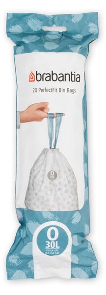 Торбички за кош Brabantia PerfectFit FlatBack+/Bo 1004144, Размер O, 30 л, 20 броя, Бял