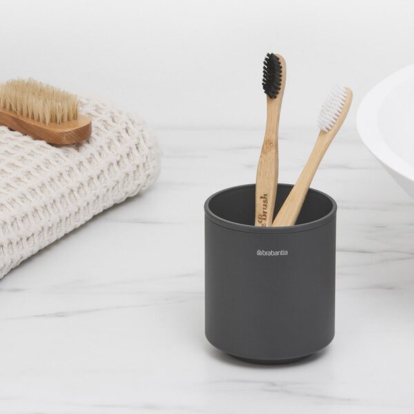 Стойка за четки за зъби Brabantia MindSet 1005684, Лесно почистване, Широк отвор, Минерално покритие, Тъмносив