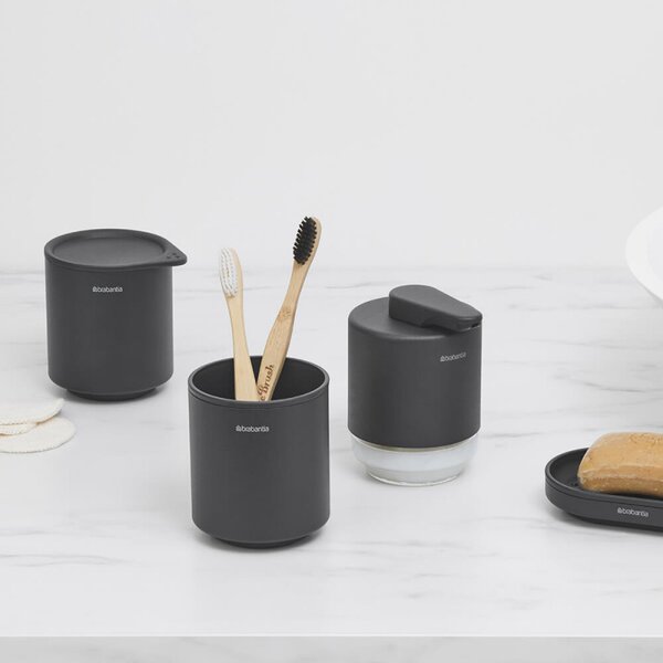 Стойка за четки за зъби Brabantia MindSet 1005684, Лесно почистване, Широк отвор, Минерално покритие, Тъмносив