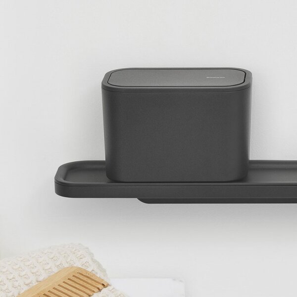 Кошче за отпадъци за баня Brabantia MindSet 1005688, Минерално покритие, Люлеещ се капак, Тъмносив