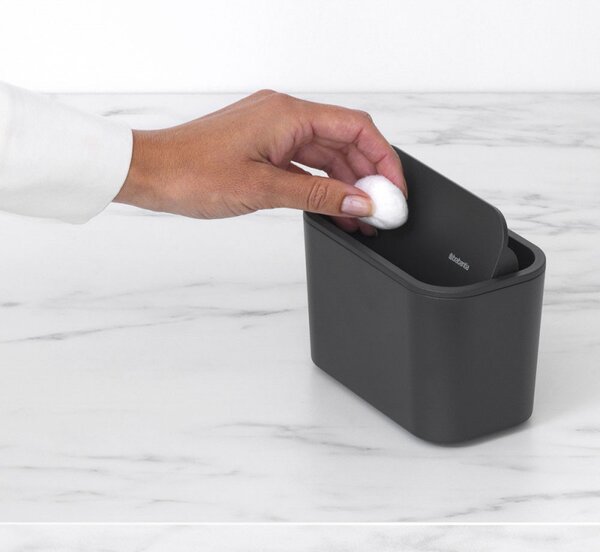 Кошче за отпадъци за баня Brabantia MindSet 1005688, Минерално покритие, Люлеещ се капак, Тъмносив