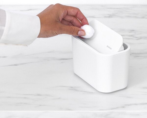 Кошче за отпадъци за баня Brabantia MindSet 1005689, Минерално покритие, Люлеещ се капак, Бял