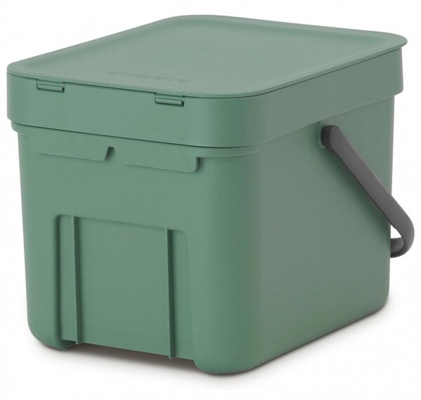 Кош за разделно събиране на боклук Brabantia Sort&Go 1003233, 6 л, Дръжка, Възможност за стенен монтаж, Тъмнозелен