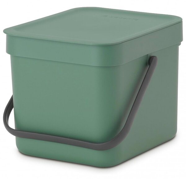 Кош за разделно събиране на боклук Brabantia Sort&Go 1003233, 6 л, Дръжка, Възможност за стенен монтаж, Тъмнозелен