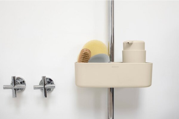 Органайзер за душ Brabantia ReNew 1006272, 7.5х13.3х24.4 см, Дъно с отвори за вода, Устойчивост на корозия, Бежов