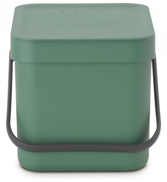 Кош за разделно събиране на боклук Brabantia Sort&Go 1003233, 6 л, Дръжка, Възможност за стенен монтаж, Тъмнозелен