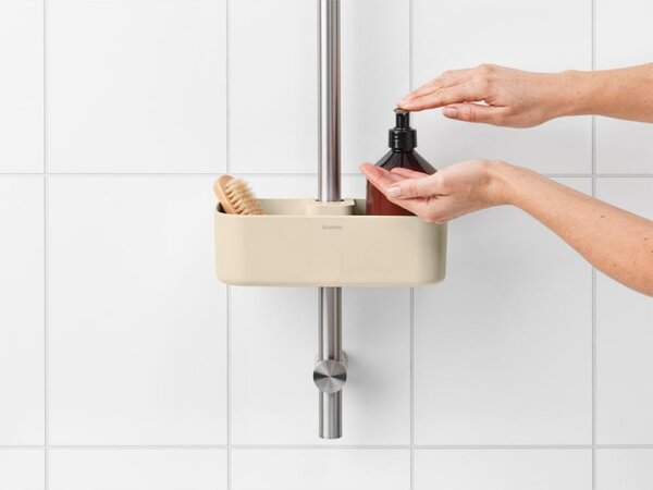 Органайзер за душ Brabantia ReNew 1006272, 7.5х13.3х24.4 см, Дъно с отвори за вода, Устойчивост на корозия, Бежов