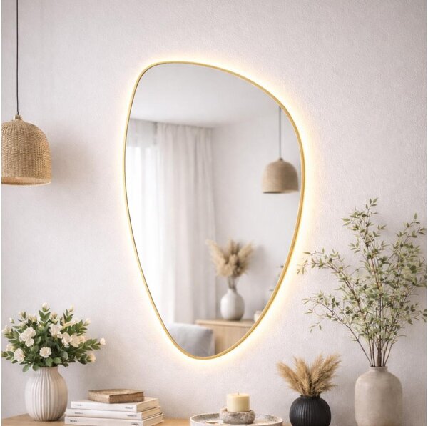 Baltica Design- LED огледало с вградена подсветка STONE FLUID 15W/230V 4500K 92x55 cm IP65 златисто