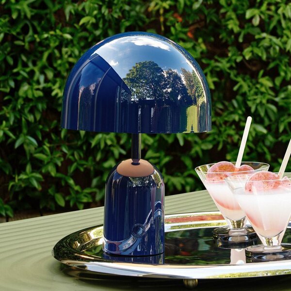 Tom Dixon акумулаторна настолна лампа BELL PORTABLE, индиго, 28 cm IP44, Затъмняване, Син, Дневна/трапезария, Пластмаса, Дизайн