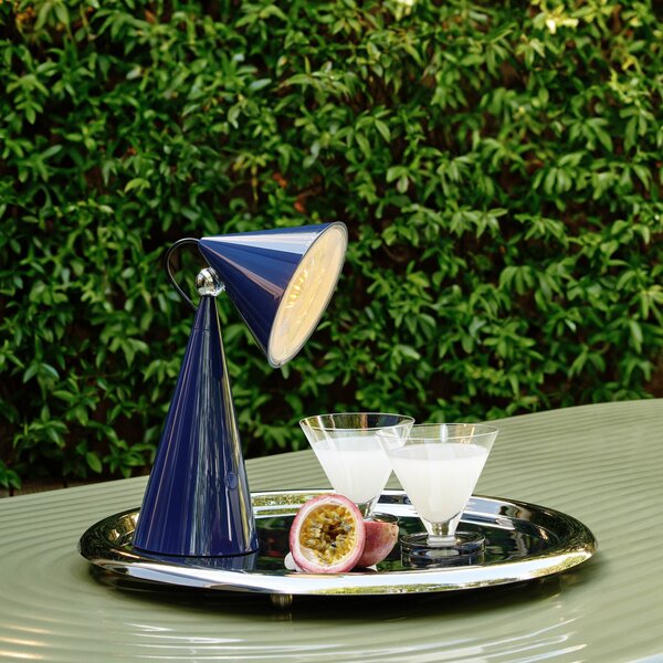 Tom Dixon LED акумулаторна настолна лампа Pose, индиго, височина 25 cm, Затъмняване, Син, Дневна/трапезария, Пластмаса, Дизайн