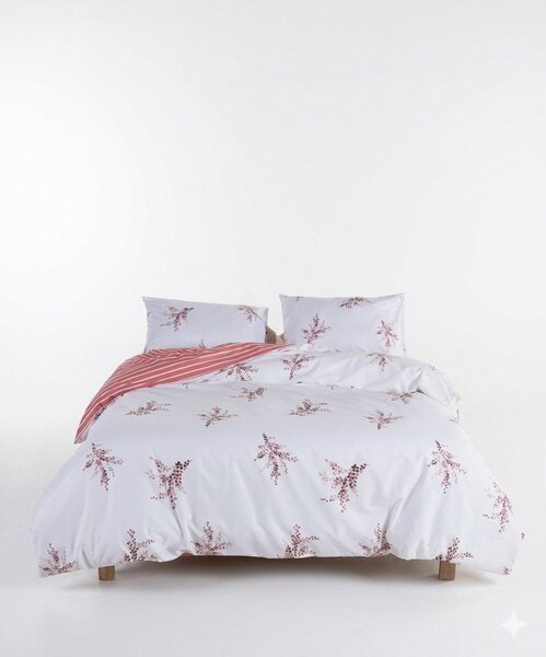 Бяло/розово двойно удължено спално бельо от памук Renforcé 240x220 cm Breeze Floral – Mila Home Luxury