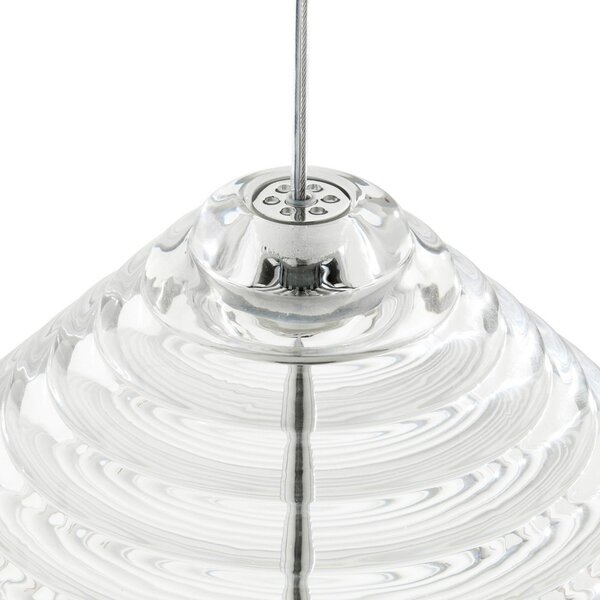 Tom Dixon LED висяща лампа Press Cone, прозрачна, Ø 34 cm, 927, Затъмняване, Прозрачен, Дневна/трапезария, Стъкло, Дизайн